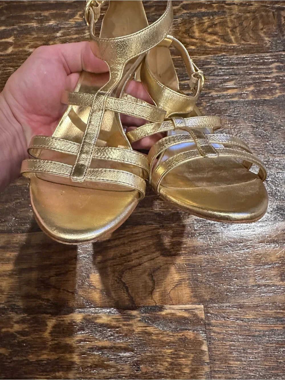 Coach Metallic Gold Strappy High Heel Sandals